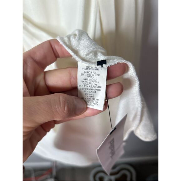 Helmut Lang White Silk Asymmetrical Tunic Blouse Size L Designer Minimalist - Picture 8 of 9